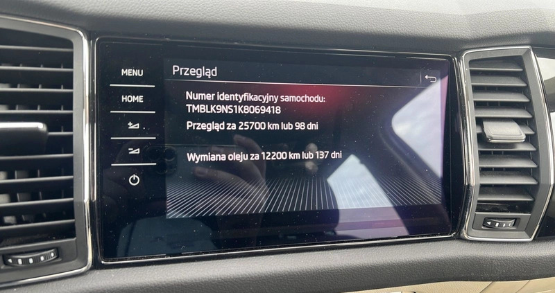 Skoda Kodiaq cena 149900 przebieg: 50956, rok produkcji 2019 z Skórcz małe 407